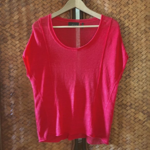Vintage Line & Dot Retro Red Boxy Pullover Top - Picture 2 of 10